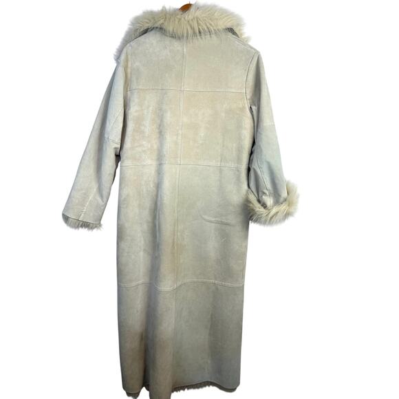 Y2K Cami Long Suede Leather Faux Fur Penny Lane Boho Glam Jacket Coat Womens XL - Picture 10 of 17